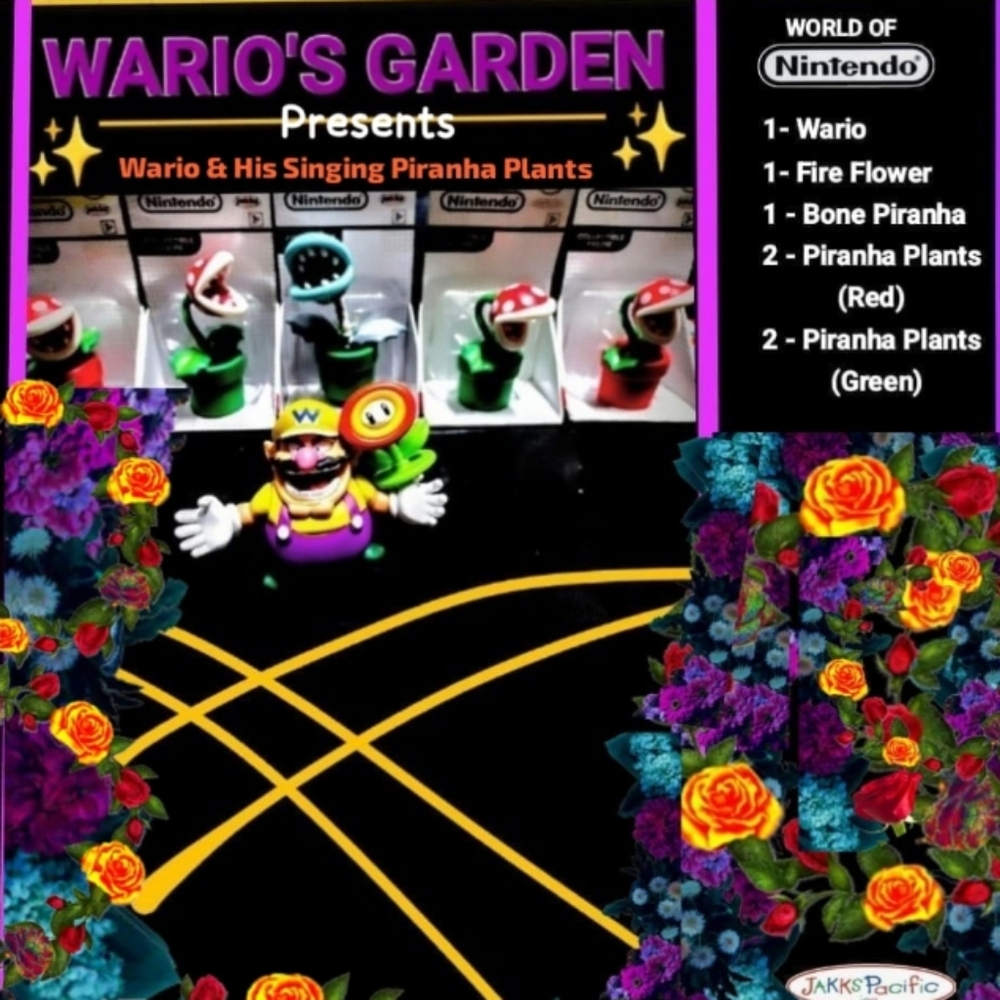 World of Nintendo 7 figurine Set- Jakks Pacific- Wario green red & bones Piranha